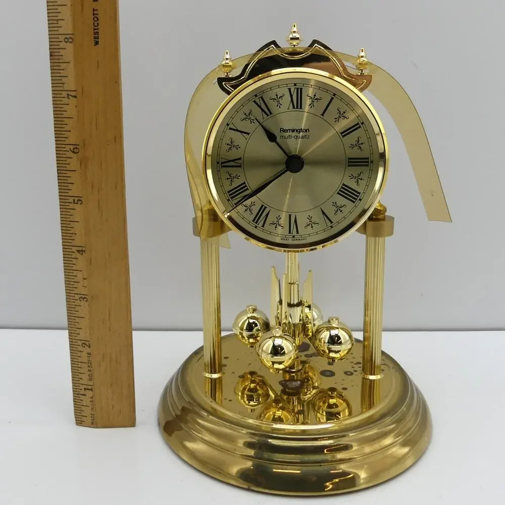 VTG Remington Multi-Quartz Anniversary Glass Domed Mantle Clock Germany See Desc